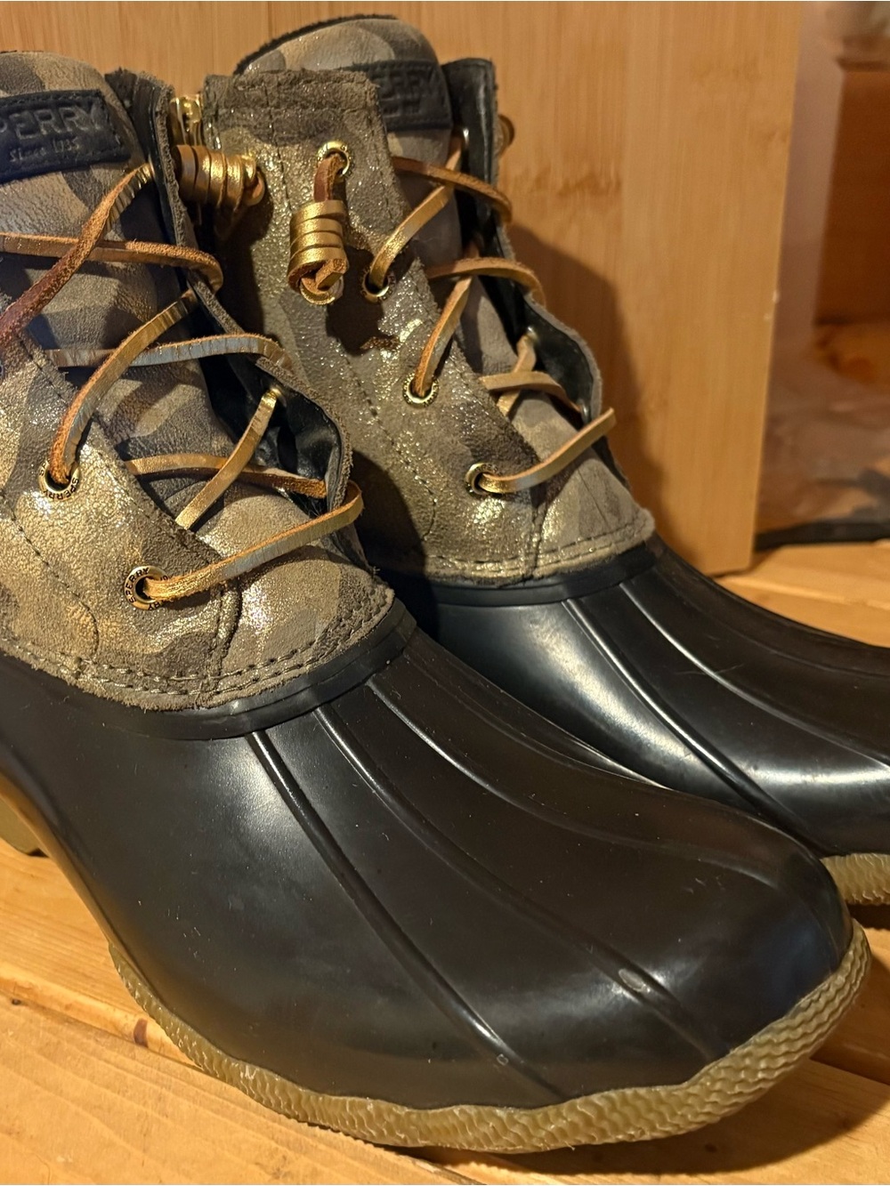 Sperry Women's Saltwater Metallic Camo Duck Boots